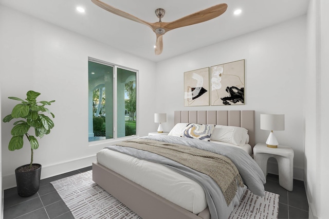 2646 NW 49th St, Boca Raton, FL 33434 - bedroom with dark tile patterned floors, baseboards, and recessed lighting
