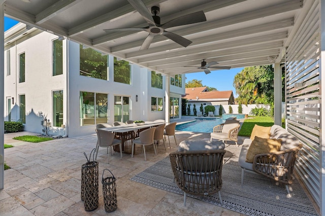 2646 NW 49th St, Boca Raton, FL 33434 - view of patio / terrace with outdoor dining space, a ceiling fan, and an outdoor living space
