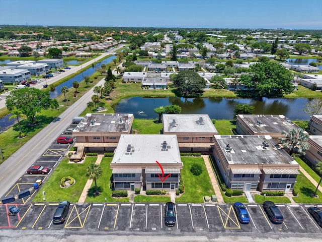 aerial view of a nearby body of water