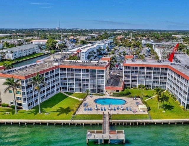 100 Paradise Harbour Blvd Unit 502, North Palm Beach, FL 33408 - aerial view of a pool and a large body of water