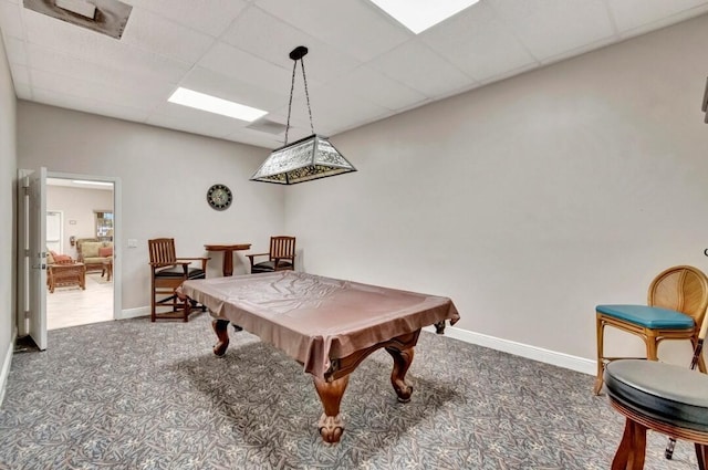 100 Paradise Harbour Blvd Unit 502, North Palm Beach, FL 33408 - recreation room featuring carpet flooring, baseboards, billiards, and a drop ceiling