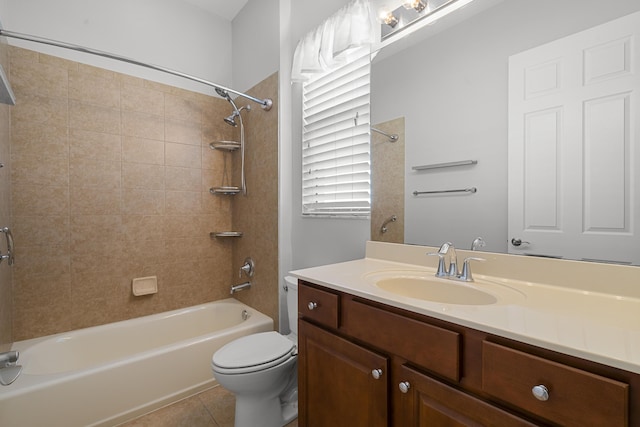 17009 SW Sapri Way, Port Saint Lucie, FL 34986 - full bath featuring toilet, tile patterned flooring, vanity, and bathing tub / shower combination