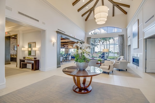 17009 SW Sapri Way, Port Saint Lucie, FL 34986 - lobby with beamed ceiling and high vaulted ceiling