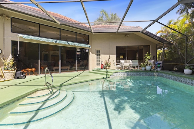 17902 Milburn Way, Boca Raton, FL 33498 - outdoor pool featuring a patio and glass enclosure