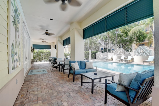 255 NE 3rd Ave Unit 2-516, Delray Beach, FL 33444 - view of patio with a ceiling fan, outdoor lounge area, and outdoor dining area
