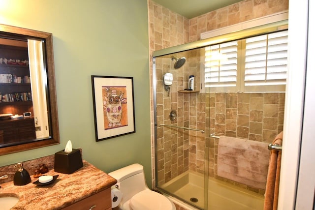 5845 NW 24th Ave Unit 1103, Boca Raton, FL 33496 - bathroom featuring a stall shower, toilet, and vanity
