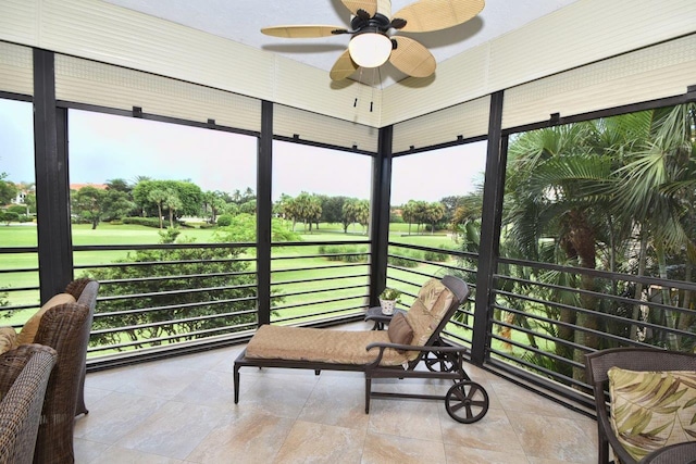 5845 NW 24th Ave Unit 1103, Boca Raton, FL 33496 - sunroom / solarium with ceiling fan and golf course view