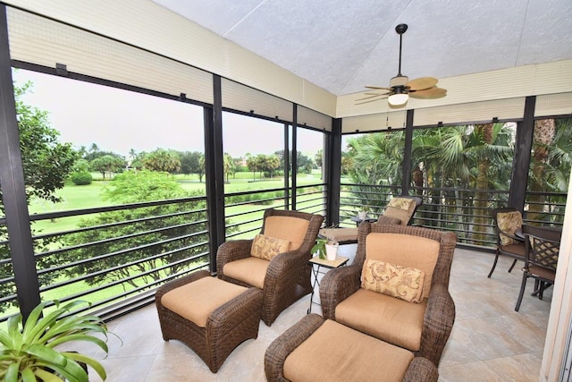 5845 NW 24th Ave Unit 1103, Boca Raton, FL 33496 - sunroom with a ceiling fan and golf course view