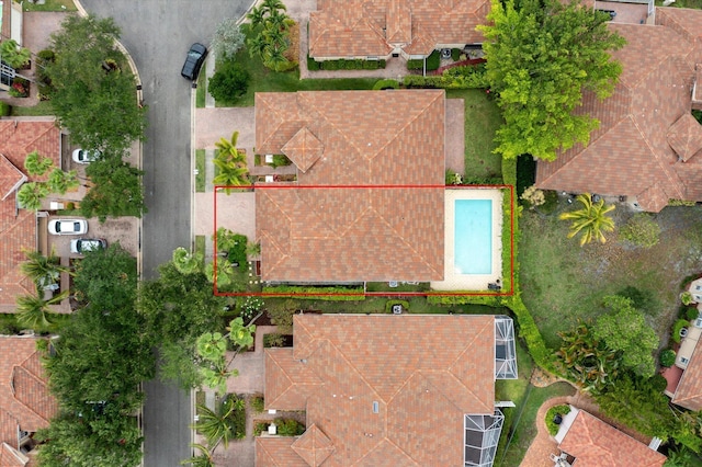 aerial view of property's location with property parcel outlined