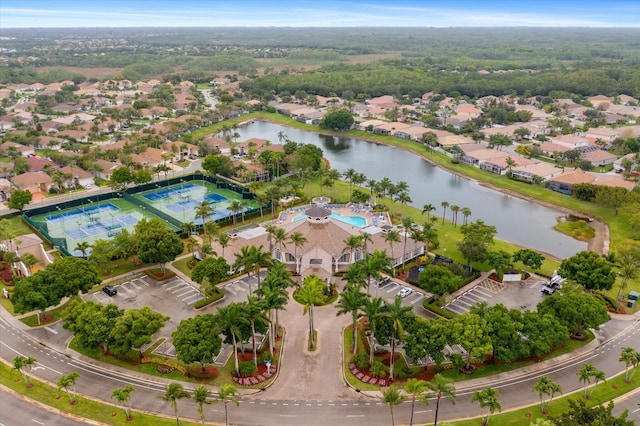 aerial view of a nearby body of water