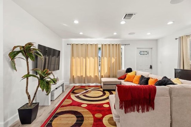 921 SE 13th Ct, Deerfield Beach, FL 33441 - living area with light wood-type flooring, recessed lighting, and baseboards