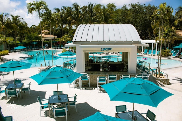 community pool with a patio
