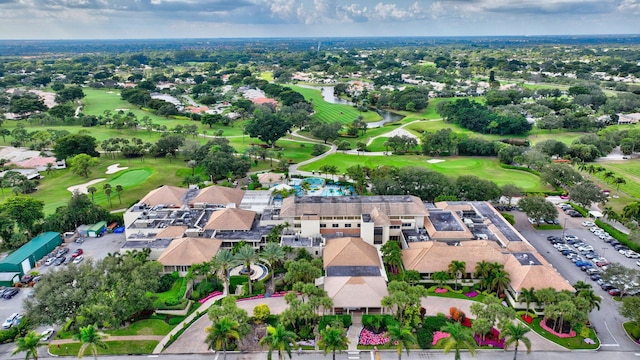 aerial perspective of suburban area with a golf course