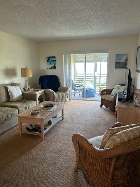2724 S Garden Dr Unit 311, Lake Worth, FL 33461 - carpeted living room featuring a textured ceiling