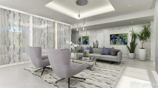 799 Jeffery St Unit 101, Boca Raton, FL 33487 - living room featuring a tray ceiling