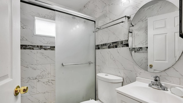 339 NW 5th Ave, Delray Beach, FL 33444 - full bathroom featuring toilet, vanity, and a shower with door