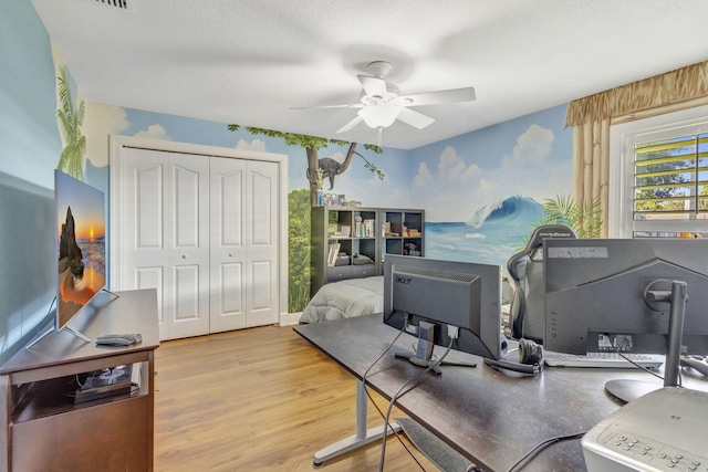 3020 SE St Lucie Blvd, Stuart, FL 34997 - office area featuring a ceiling fan and wood finished floors