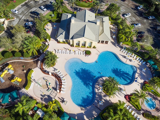 bird's eye view of a pool area