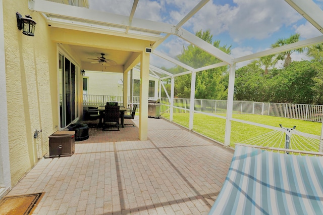 11296 SW Barton Way, Port Saint Lucie, FL 34987 - sunroom / solarium with a ceiling fan and outdoor dining space