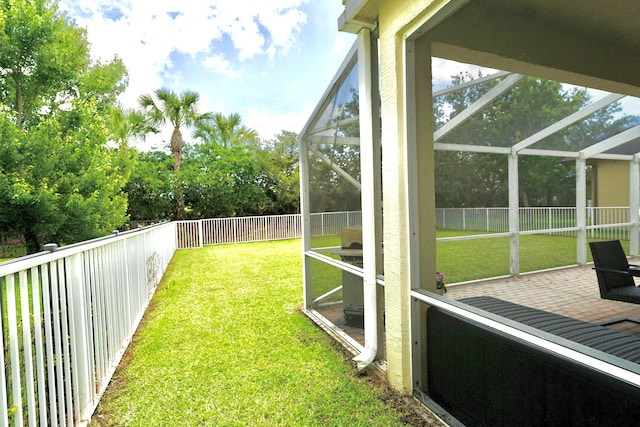11296 SW Barton Way, Port Saint Lucie, FL 34987 - fenced backyard featuring a lanai and view of scattered trees
