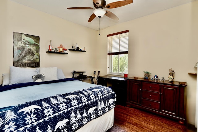 11296 SW Barton Way, Port Saint Lucie, FL 34987 - bedroom with dark wood finished floors and a ceiling fan