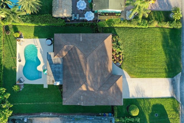 aerial view of a pool