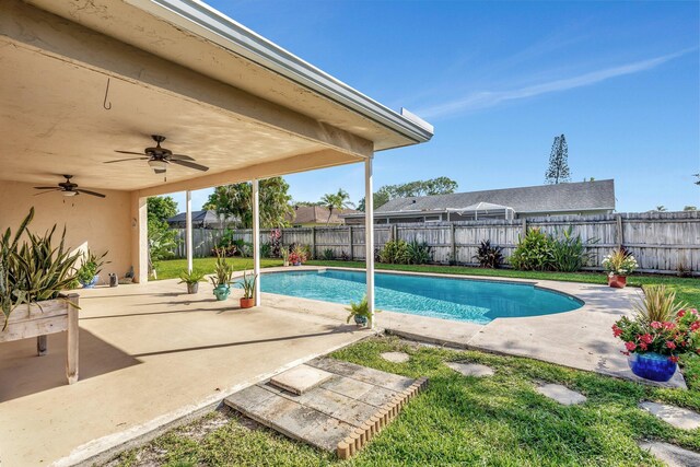 1181 Larch Way, Wellington, FL 33414 - view of pool featuring a ceiling fan and a patio area