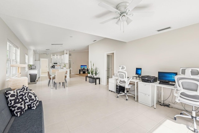 10853 SW Elsinore Dr, Port Saint Lucie, FL 34987 - office featuring light tile patterned floors and a ceiling fan