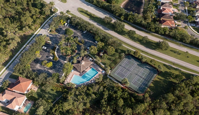 aerial overview of property's location featuring a pool area