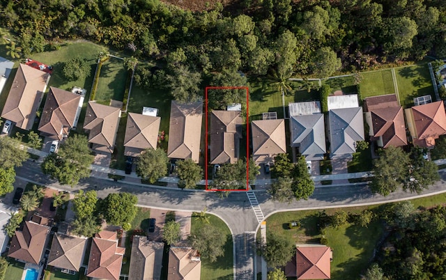 aerial view of residential area featuring property boundaries highlighted