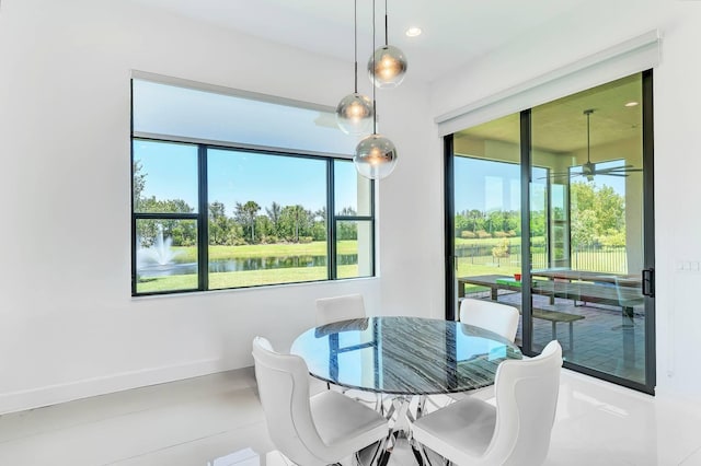 9219 Grand Prix Ln, Boynton Beach, FL 33472 - dining area with baseboards, recessed lighting, and a ceiling fan