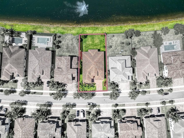 9219 Grand Prix Ln, Boynton Beach, FL 33472 - aerial perspective of suburban area with property parcel outlined