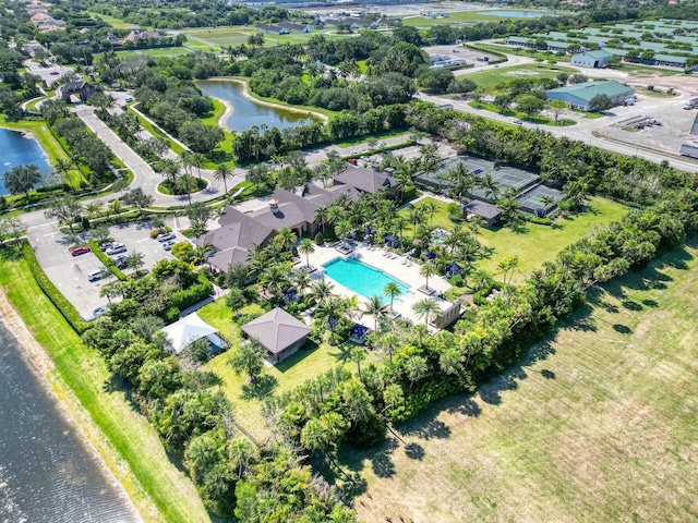 9219 Grand Prix Ln, Boynton Beach, FL 33472 - drone / aerial view of a nearby body of water and a pool area