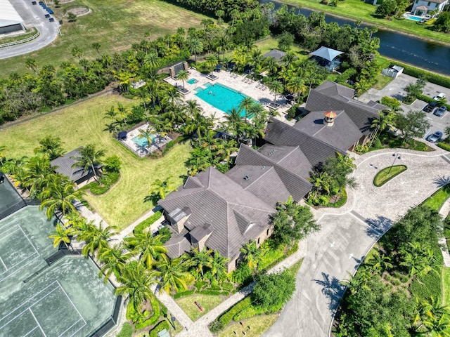 9219 Grand Prix Ln, Boynton Beach, FL 33472 - drone / aerial view of a pool area and a large body of water