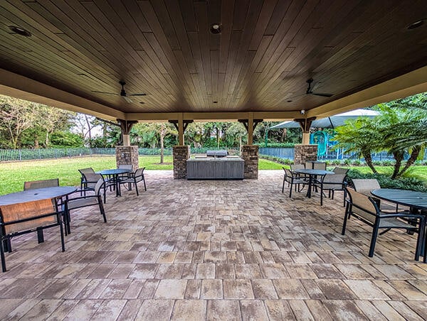 9219 Grand Prix Ln, Boynton Beach, FL 33472 - view of patio / terrace with outdoor dining space, a ceiling fan, and outdoor lounge area