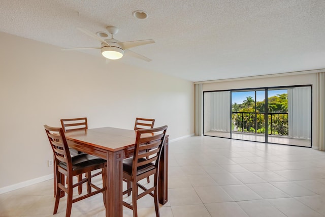 4411 Trevi Ct Unit 303, Lake Worth, FL 33467 - dining room featuring a textured ceiling, baseboards, and a ceiling fan