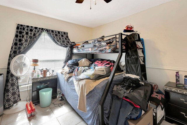 6528/6530 12th St W, Bradenton, FL 34207 - bedroom with tile patterned flooring and a ceiling fan