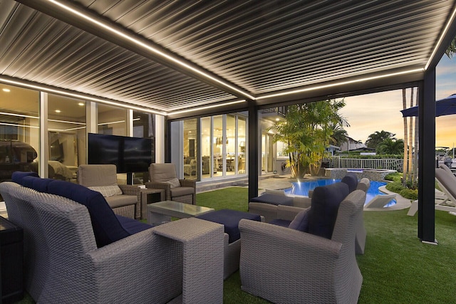 311 SE 11th St, Pompano Beach, FL 33060 - view of patio with an outdoor hangout area and a pool with connected hot tub
