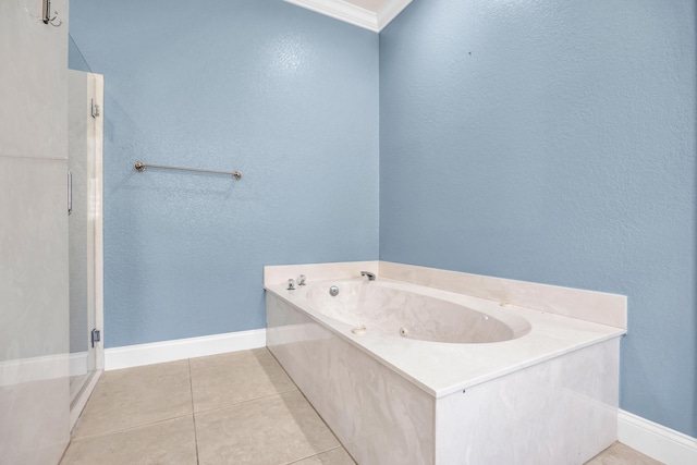 148 Cypress Cv, Jupiter, FL 33458 - full bathroom with baseboards, tile patterned floors, a bath, and crown molding
