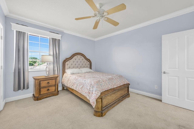 148 Cypress Cv, Jupiter, FL 33458 - carpeted bedroom with baseboards, ornamental molding, and ceiling fan