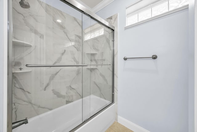 148 Cypress Cv, Jupiter, FL 33458 - full bathroom featuring enclosed tub / shower combo, crown molding, and baseboards