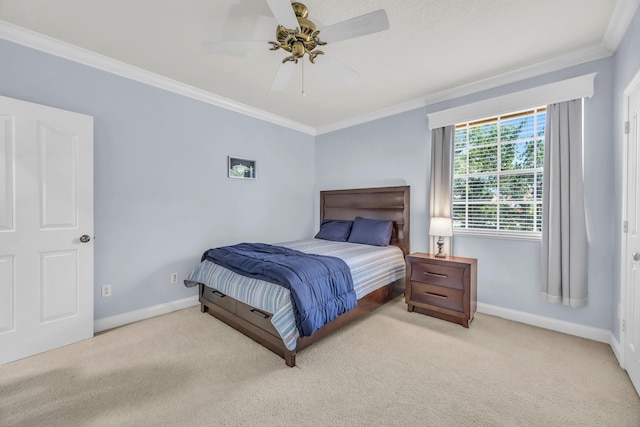 148 Cypress Cv, Jupiter, FL 33458 - bedroom featuring baseboards, carpet floors, crown molding, and a ceiling fan