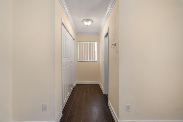 318 Gale Pl, West Palm Beach, FL 33409 - hall with crown molding, dark wood-type flooring, and baseboards