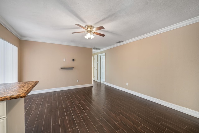 318 Gale Pl, West Palm Beach, FL 33409 - unfurnished living room with a ceiling fan, baseboards, dark wood-type flooring, and crown molding