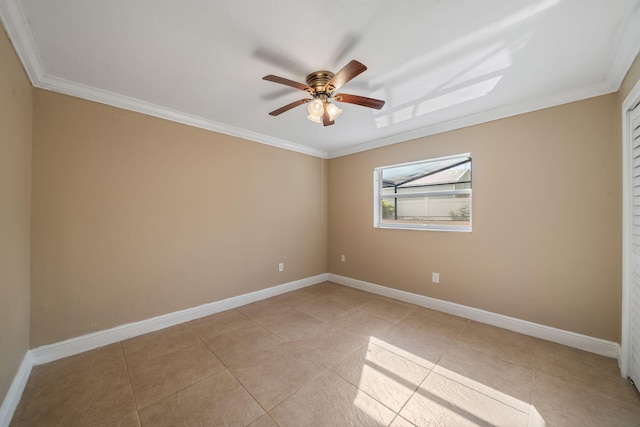 318 Gale Pl, West Palm Beach, FL 33409 - spare room with crown molding, ceiling fan, light tile patterned floors, and baseboards