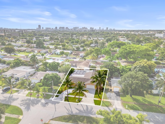 318 Gale Pl, West Palm Beach, FL 33409 - aerial view of property and surrounding area with property boundaries highlighted and city skyline