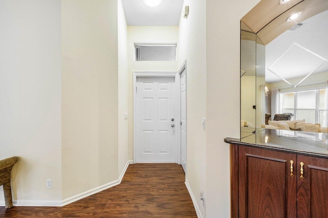 7338 Chorale Rd, Boynton Beach, FL 33437 - corridor with dark wood-style flooring and baseboards