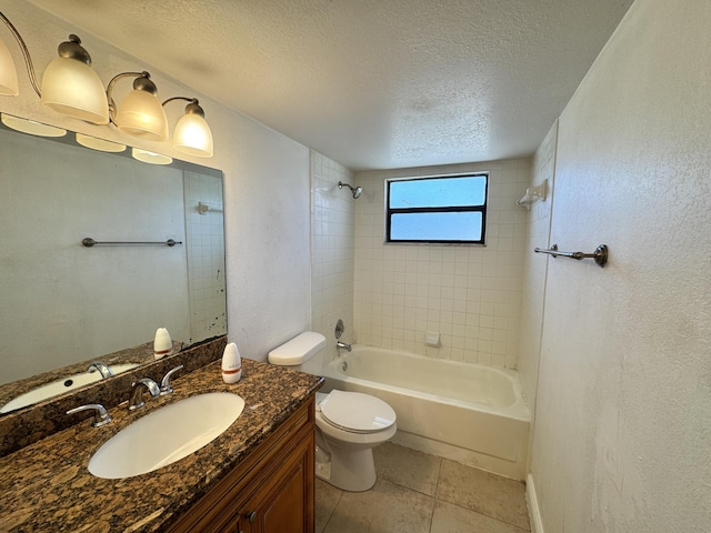 1453 Lake Crystal Dr Unit H, West Palm Beach, FL 33411 - full bathroom featuring a textured ceiling, toilet,  shower combination, vanity, and tile patterned flooring
