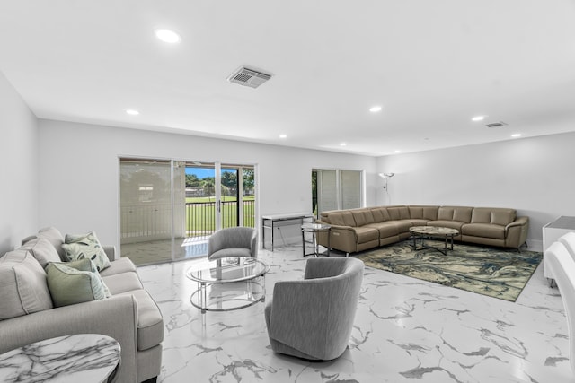 6 Stratford Dr E Unit D, Boynton Beach, FL 33436 - living area with recessed lighting and marble tiled floors