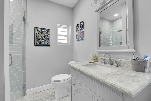 1511 S Palmway, Lake Worth Beach, FL 33460 - bathroom featuring a shower stall, vanity, baseboards, and toilet